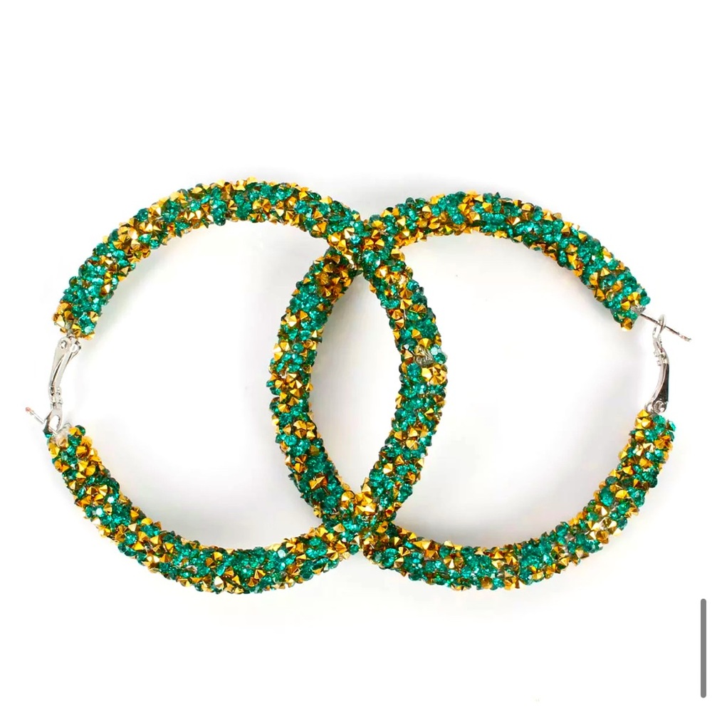 Hoop earrings shimmer green